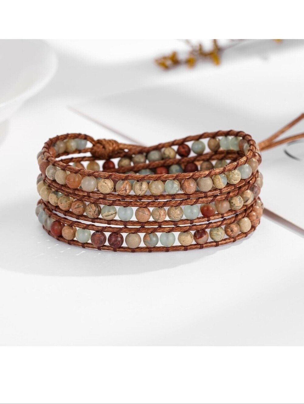 Beaded Multiwrap Bracelet - Brown and Earth Tones